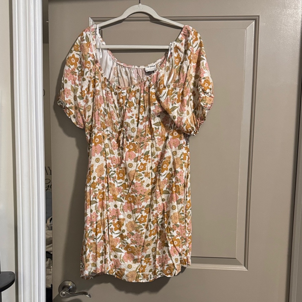 ARULA Floral Mini Dress in Pink and Mustard
